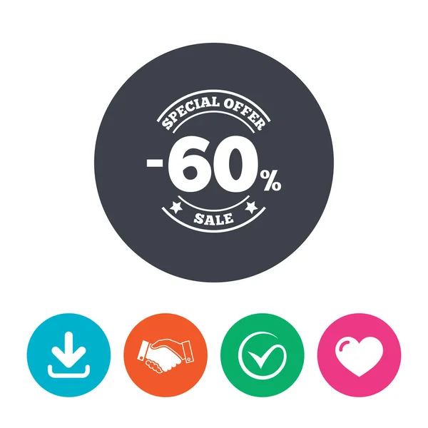 60 pour cent icône de signe de réduction. symbole de vente . — Image vectorielle