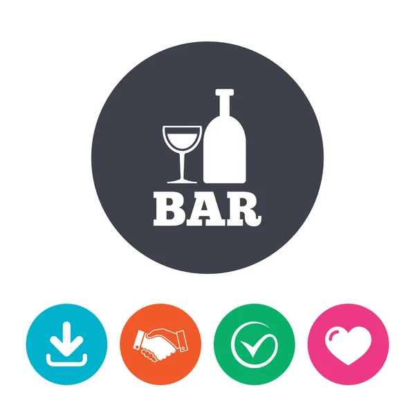 Bar ou Pub signe icône. Bouteille de vin et verre . — Image vectorielle