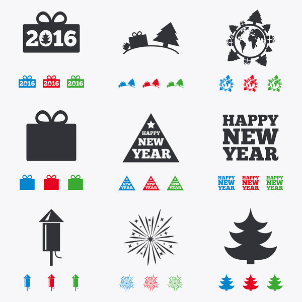 Christmas, new year icons.