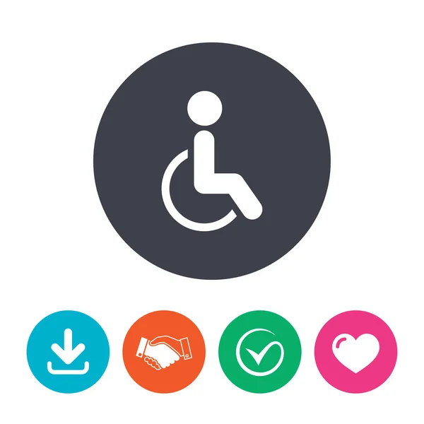 Εικονίδιο "υπογραφή με ειδικές ανάγκες". ανθρώπινη στο σύμβολο της αναπηρικής πολυθρόνας. — Διανυσματικό Αρχείο