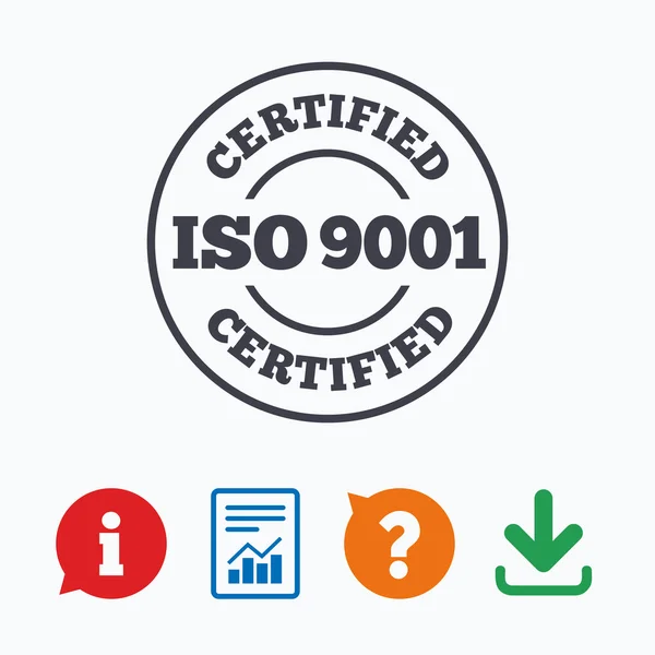 ISO 9001 zertifiziertes Zeichen. — Stockvektor