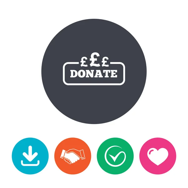 Donate sign icon. Pounds gbp symbol. — Stock Vector