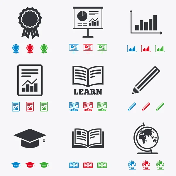 Iconos de educación y estudio — Vector de stock