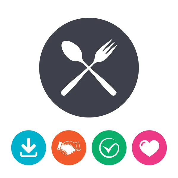 Eten teken pictogram. dessert vork en theelepel. — Stockvector