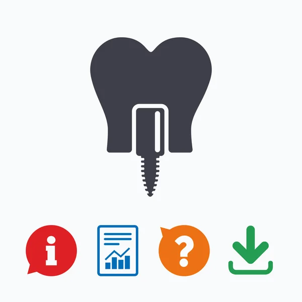 Tand implantaat teken pictogram. Tandheelkundige zorg symbool — Stockvector