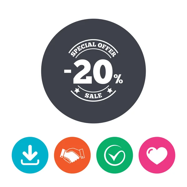 20 pour cent icône de signe de réduction. symbole de vente . — Image vectorielle