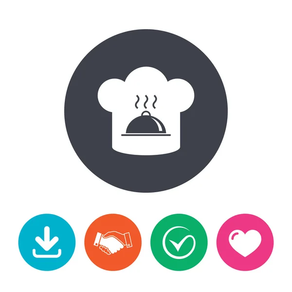 Chef-kok hoed teken pictogram. koken symbool. — Stockvector