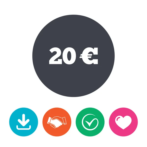 20 Euro sign icon. — Stock Vector