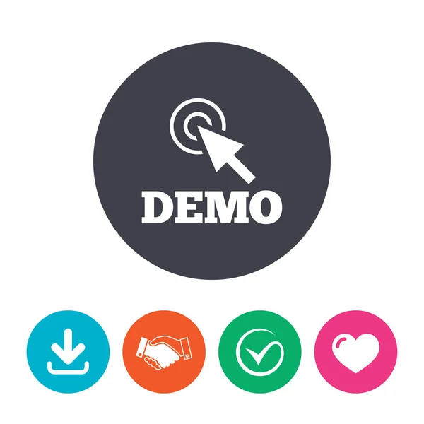 Demo met cursor teken pictogram. Demonstratie symbool — Stockvector
