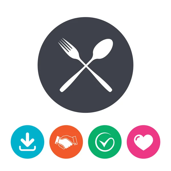 Äta tecken ikonen. bestick-symbol. gaffel och sked. — Stock vektor