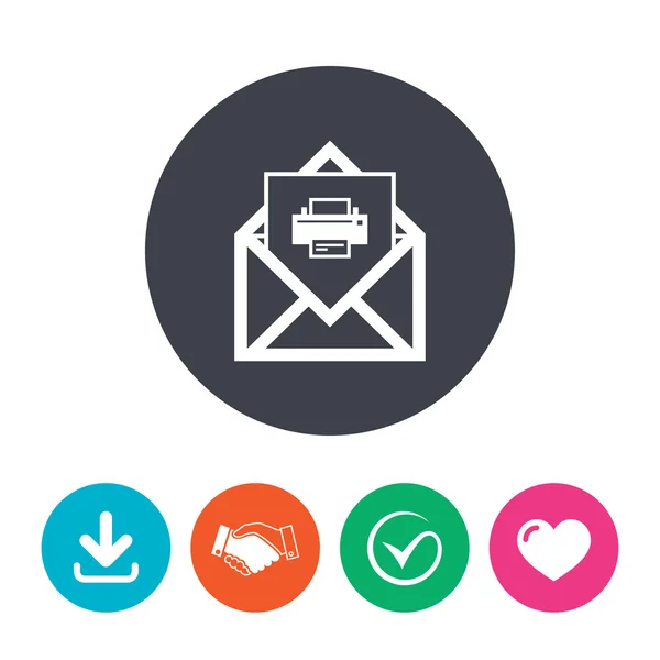 Icono de impresión de correo. Símbolo de sobre. Señal de mensaje . — Vector de stock