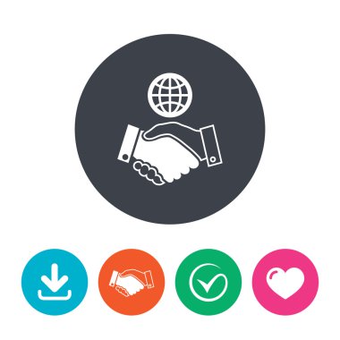 dünya el sıkışma işareti simgesi.