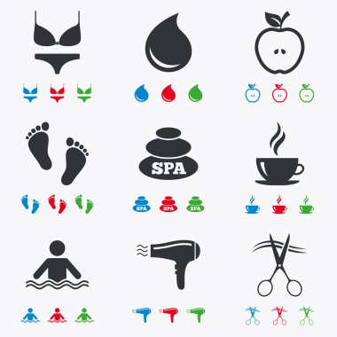 Spa, Kuaför simgeler. Yüzme Havuzu işareti.