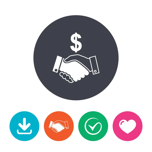 Dollar handdruk teken pictogram. — Stockvector