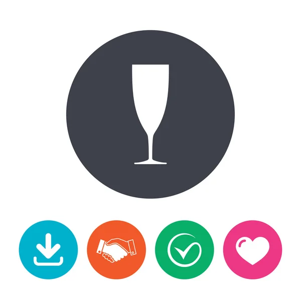 Glas champagne teken pictogram. — Stockvector