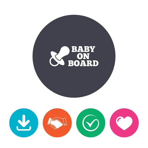 Baby on board sign icon. Infant caution symbol. — Stock Vector