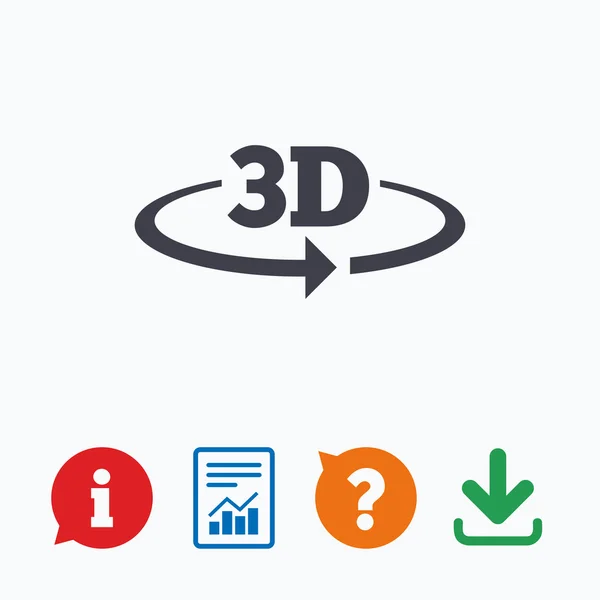 Icono de signo 3D. 3D — Vector de stock