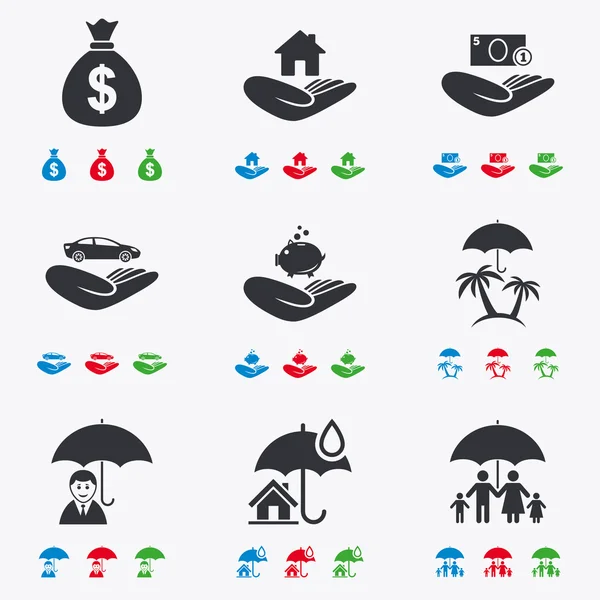 Iconos de seguros. La vida, real — Vector de stock