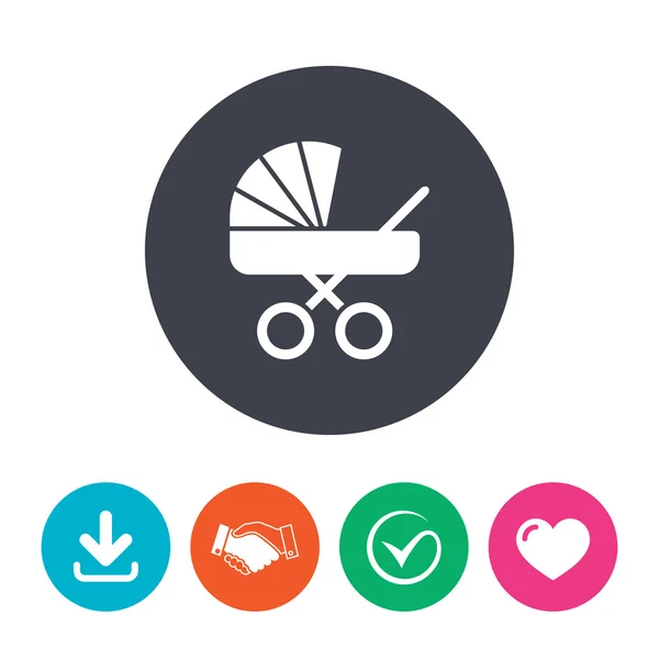 Baby pram stroller sign icon. Baby buggy symbol. — Stock Vector