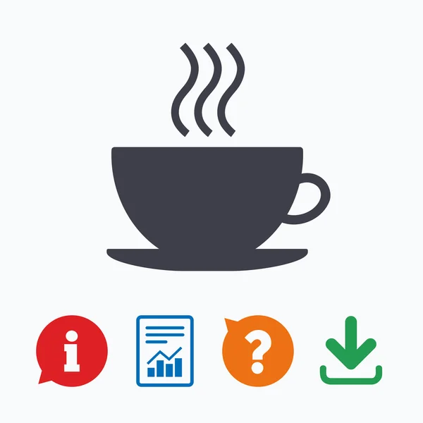 Icono del signo de taza de café. Botón café caliente . — Vector de stock