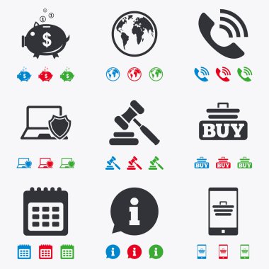 Online alışveriş, e-ticaret ve iş simgeleri.