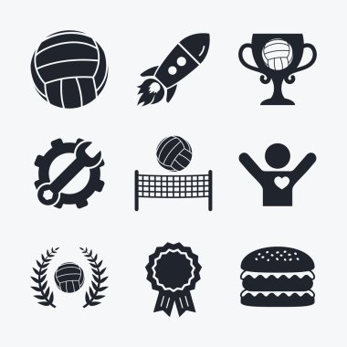 Voleybol ve net simgeler.