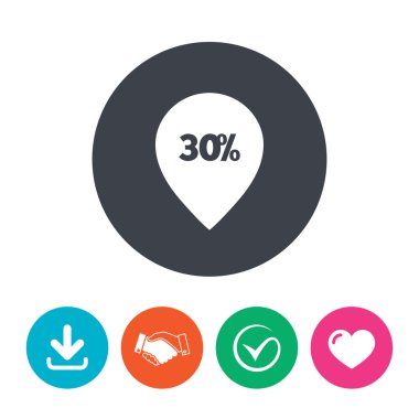 yüzde 30'u satış işaretçi etiket işareti simgesi.