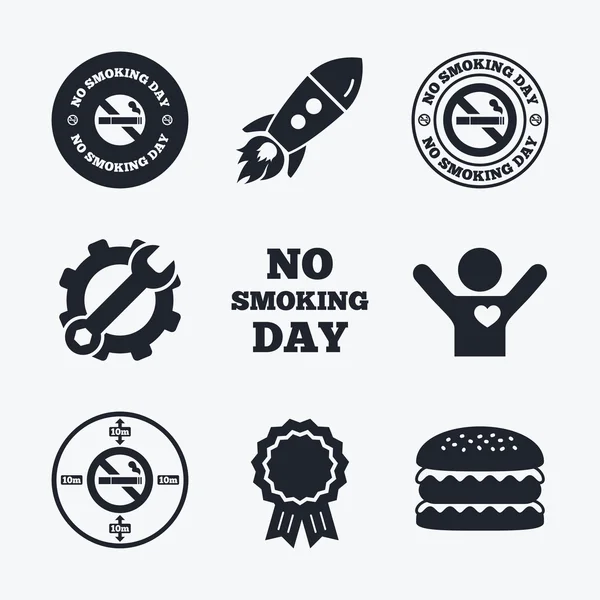 No fumar iconos día . — Vector de stock