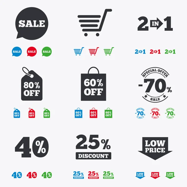 Sale discounts icons — Stock Vector