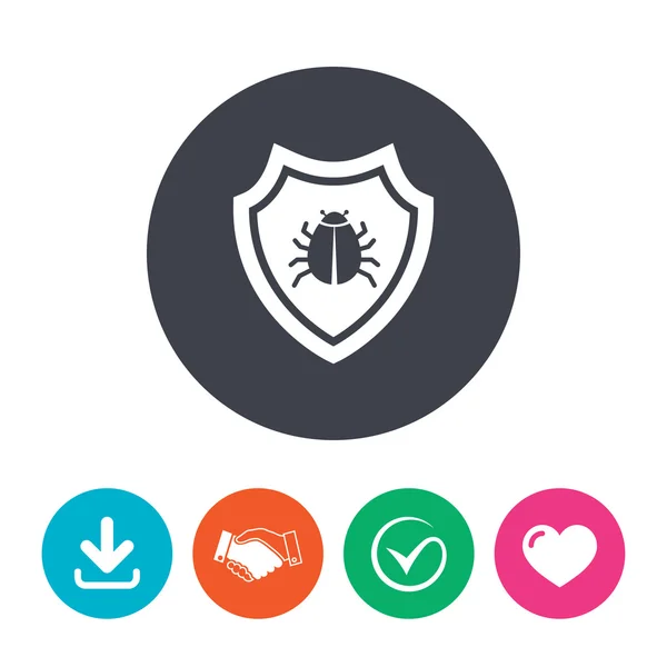 Icono de signo de escudo. Protección contra virus — Vector de stock