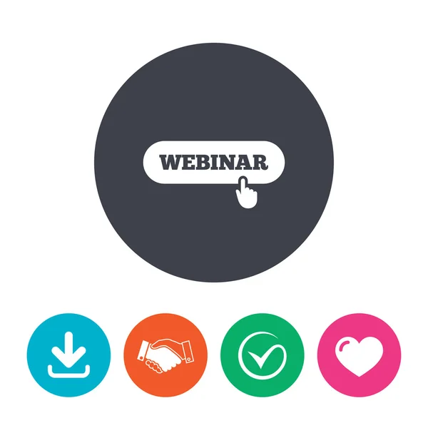 Webinaire avec signe pointeur main — Image vectorielle