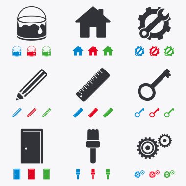 Onarım, inşaat simgeler. Hizmet işaretleri.