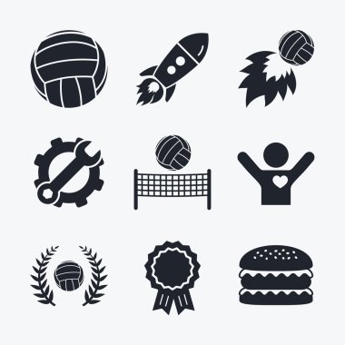 Voleybol ve net simgeler.