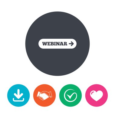 Webinar with arrow sign