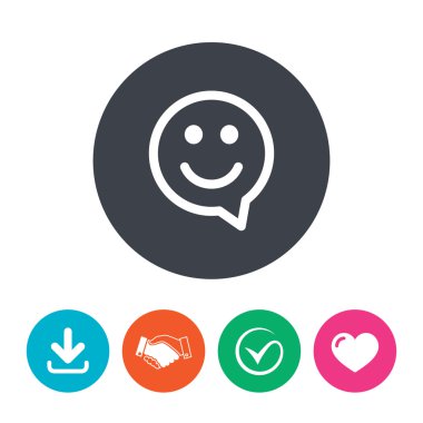 Mutlu yüz konuşma balonu simgesi.