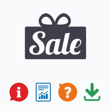 Satılık hediye işareti simgesi.