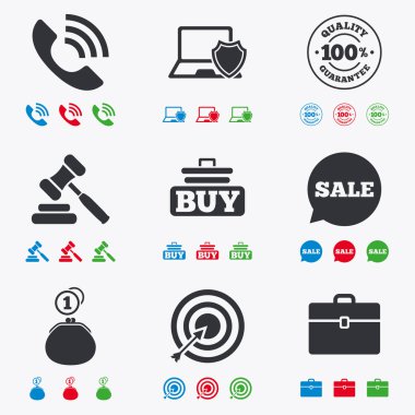 Online alışveriş, e-ticaret ve iş simgeleri.