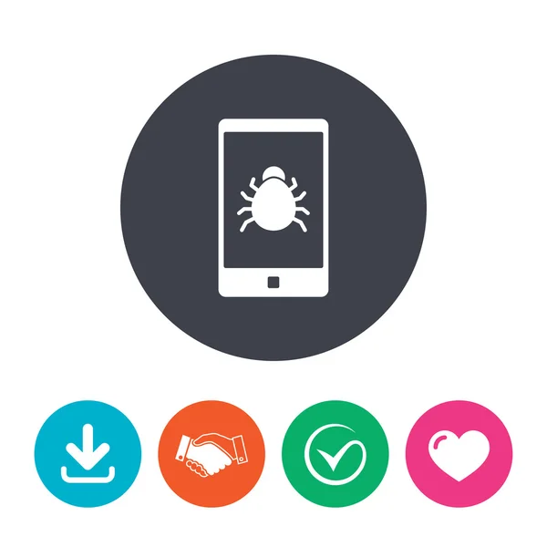 Smartphone virus sign icon. — Stock Vector