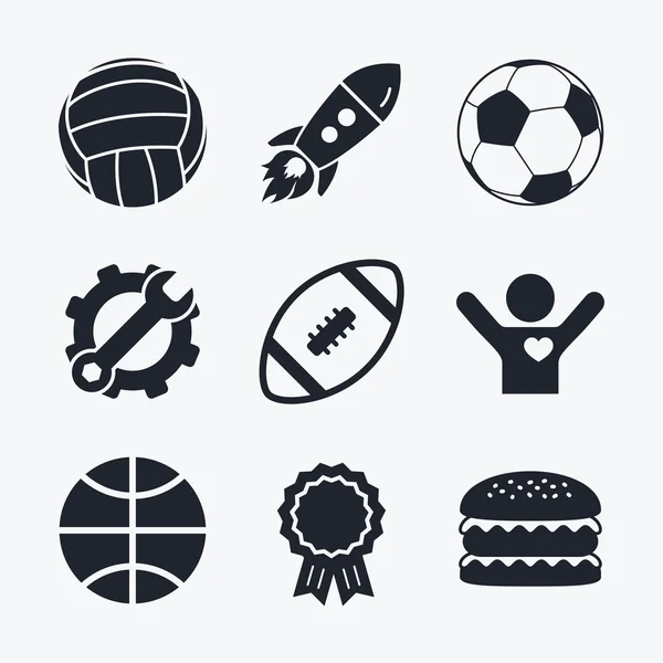 Sportbälle. Volleyball, Basketball, Fußball. — Stockvektor