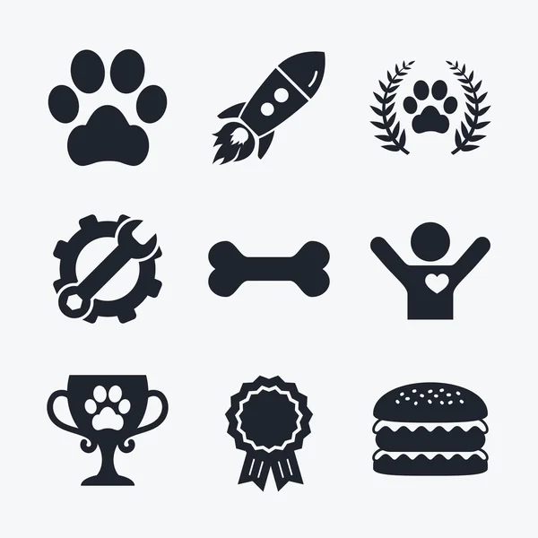 Sällskapsdjur ikoner. Hund tass tecken. — Stock vektor