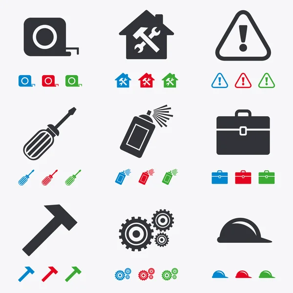 Repair, construction icons. Helmet, screwdriver. — Stock Vector