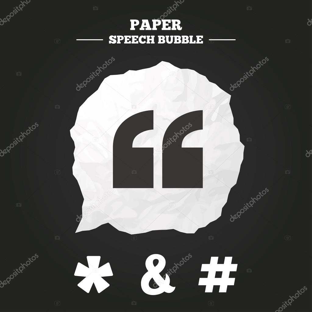 Quote, asterisk footnote icons.