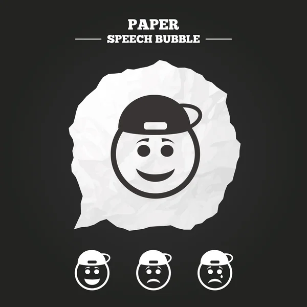 Rapper smile face icons. — Stock Vector