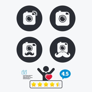 yenilikçi fotoğraf makinesi ile bıyık kutsal kişilerin resmi.