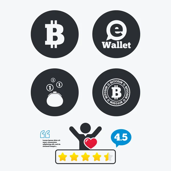 Bitcoin icons. Electronic wallet symbol. — Stock Vector