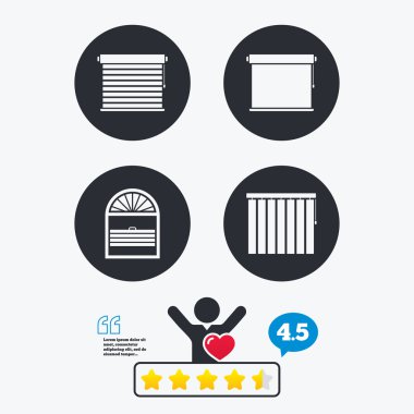 Panjur simgeler. Plisse, dikey ve rulolar.