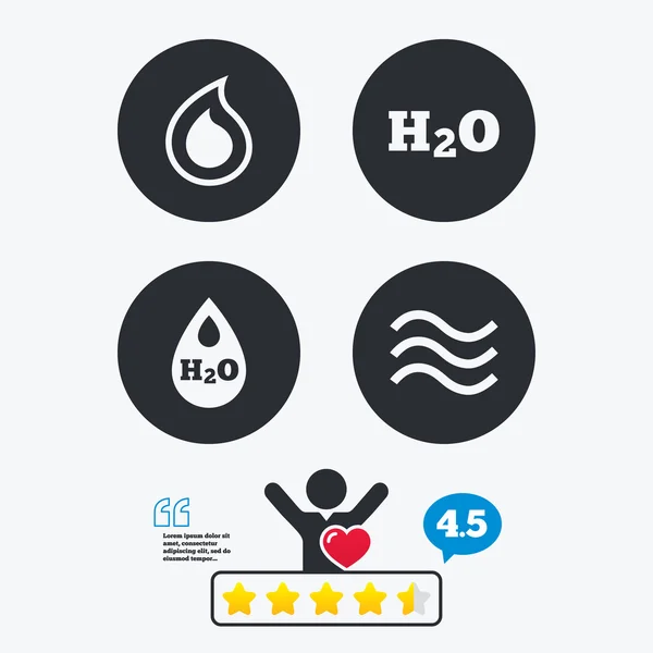 H2O Iconos de gota de agua . — Vector de stock