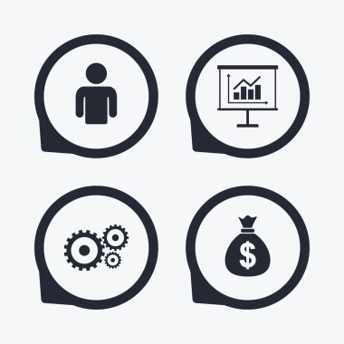 İş işaretler. İnsan ve sunum yönetim kurulu.