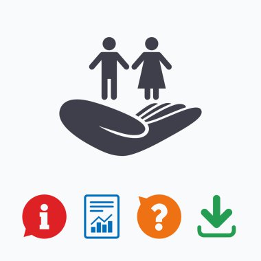 Çift sigorta işareti. İnsan grubu el tutar.