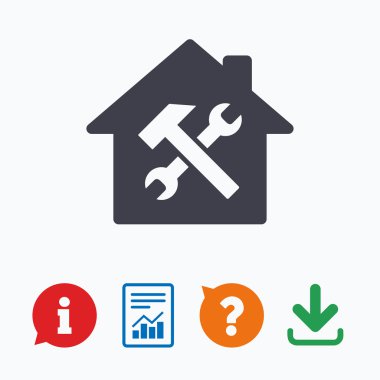 Hizmet evi. Onarım aracı simgesi. Hizmet sembolü.